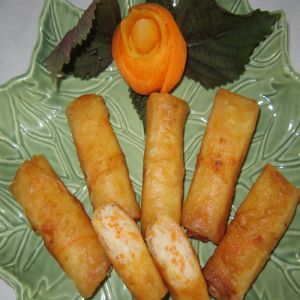 Fried Mekong Black fish spring rolls